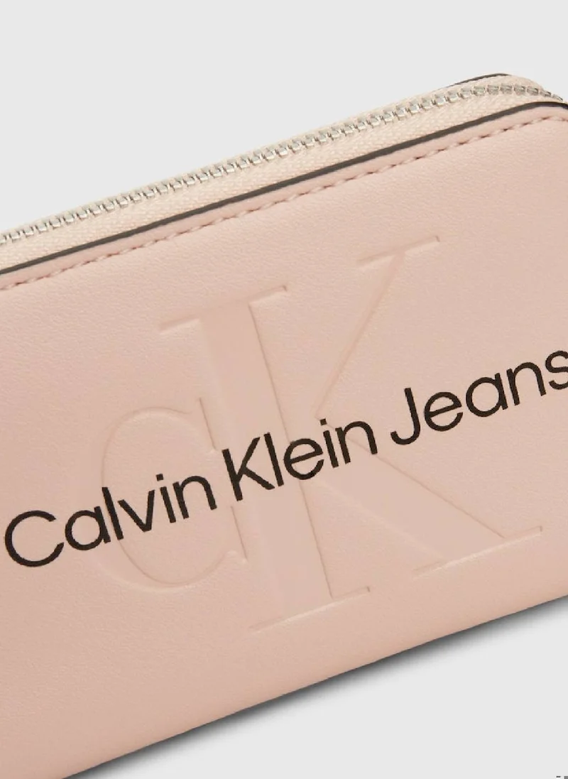 Calvin Klein Jeans Women's RFID Logo Zip Around Wallet -  premium faux leather, Pink