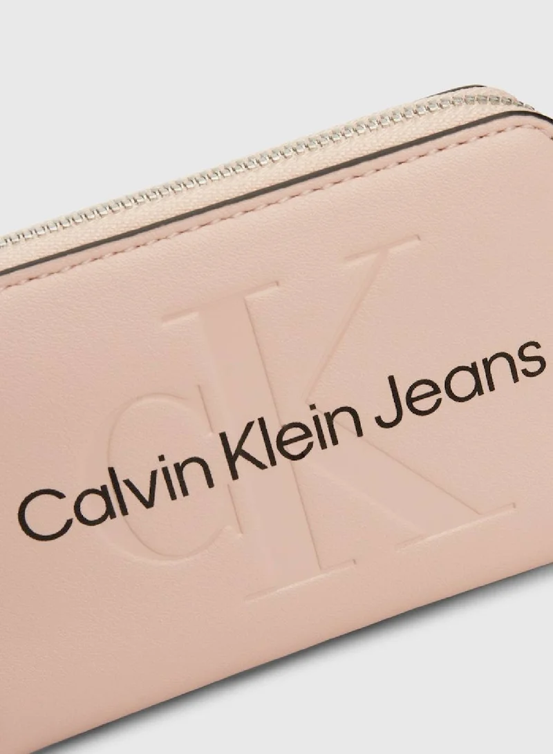 Calvin Klein Jeans Women's RFID Logo Zip Around Wallet -  premium faux leather, Pink