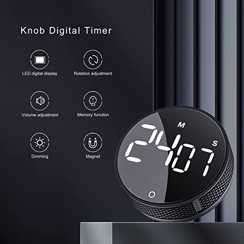 AVINIA Digital Kitchen Timers, Visual timers Large LED Display Magnetic Countdown Countup Timer for Classroom Cooking Fitness Baking Studying Teaching, Easy for Kids and Seniors Black - Image 2