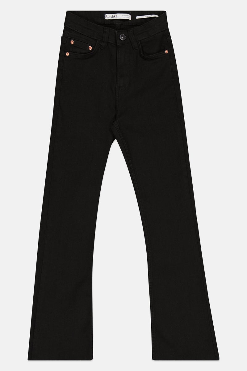 Bershka Women Regular Fit  Plain Stretchable Denim, Black - Image 2