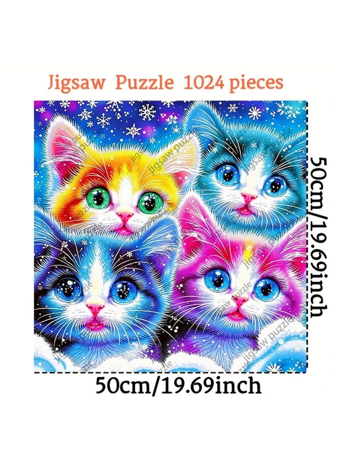 لغز القطط الشتوية المرحة 1024 قطعة 19.69x19.69 بوصة هبة لمحبي القطط - Image 3