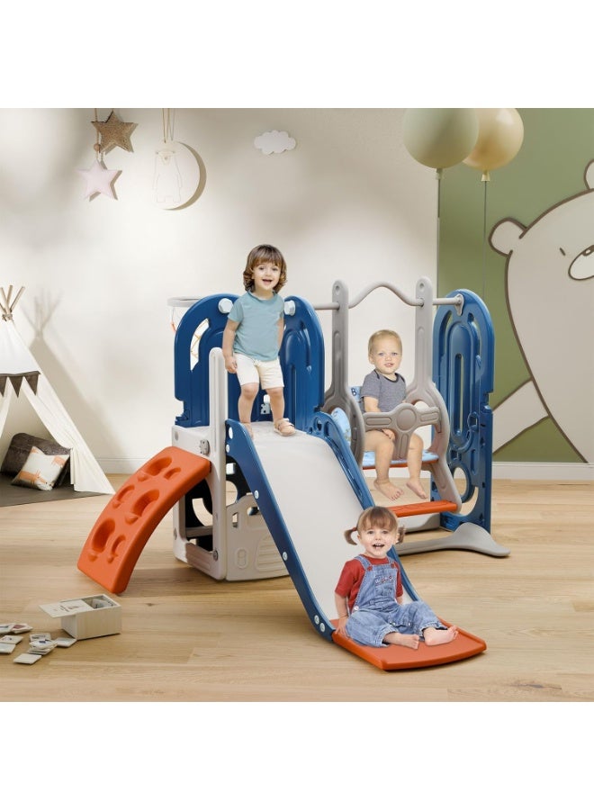 FULL JOY Kids Slide and Swing Set with Basketball Hoop And Climber 4 in 1 , Toddler Indoor and Outdoor Playground Set, Kids Climbing Playset - Image 4