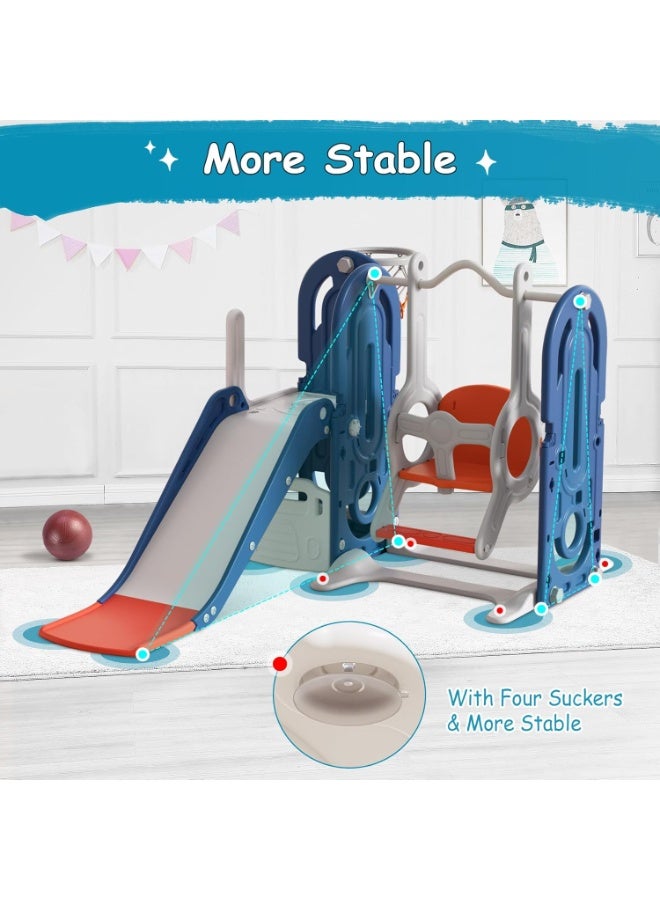 FULL JOY Kids Slide and Swing Set with Basketball Hoop And Climber 4 in 1 , Toddler Indoor and Outdoor Playground Set, Kids Climbing Playset - Image 2