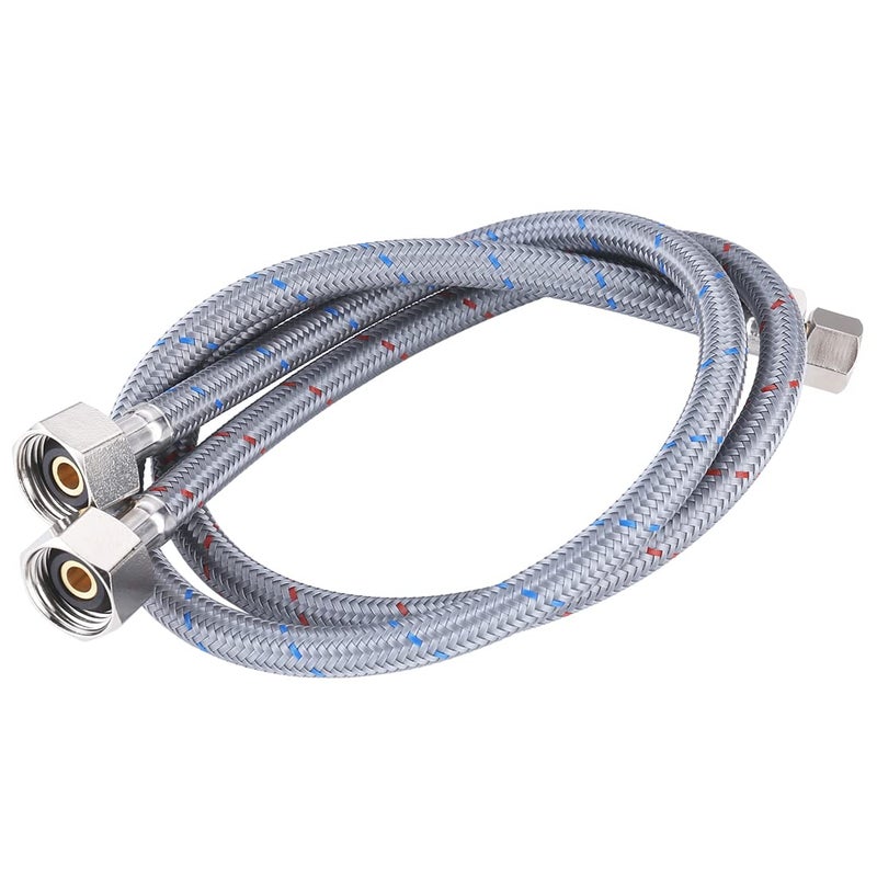WOWOW 16 Inch Faucet Supply Hose Faucet Line Braided Nylon Sink Faucet Supply Line 38 Comp x 12 Comp 2Pcs 1 Pair - Image 2