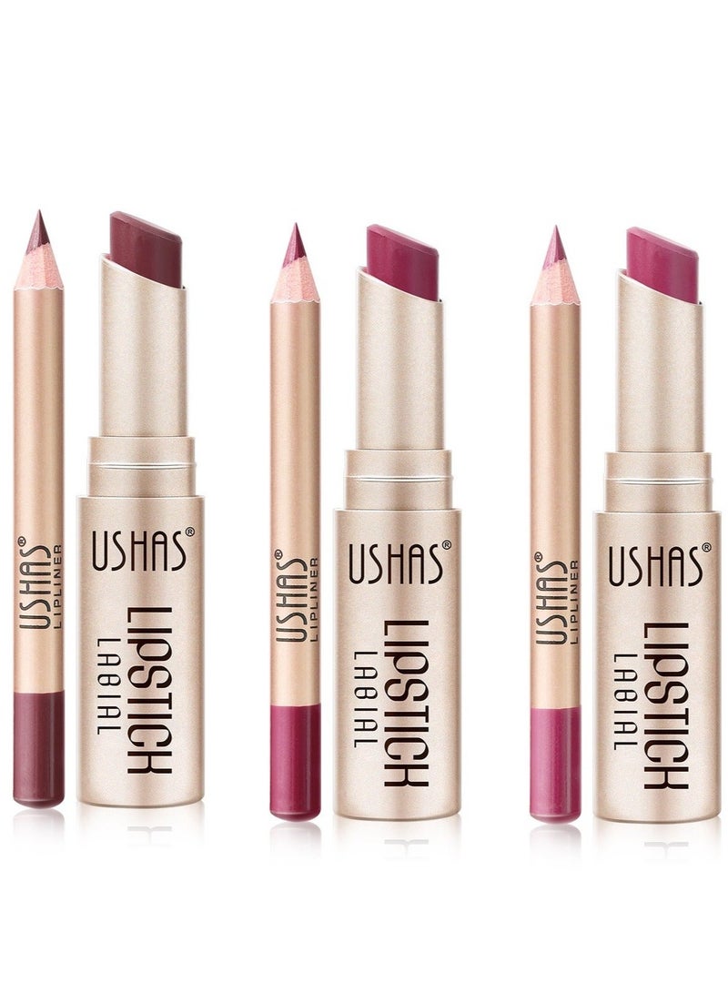 Ushas Lip Liner And Lipstick Set, Long Lasting Matte Lipstick Pen with Lip Liner, Beauty Cosmetics Makeup Gift For Girls Women (S1+S2+S3) - Image 1