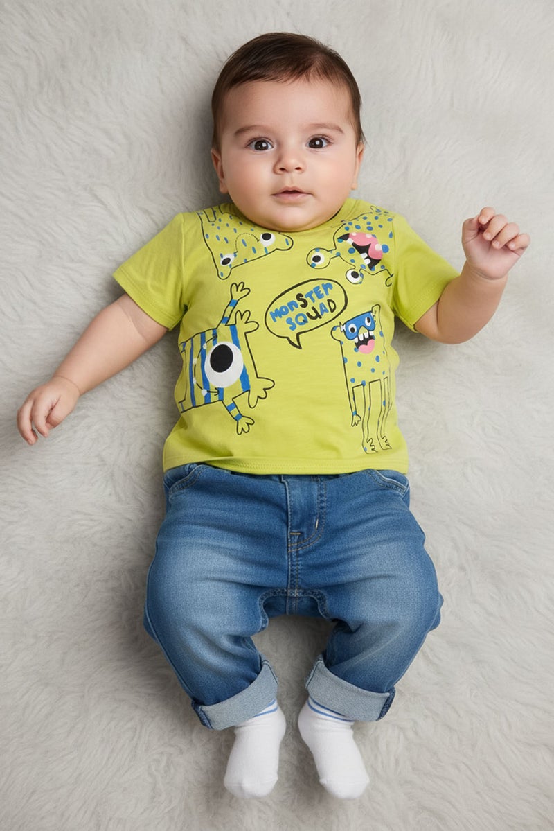 Hamleys Toddlers Boy Graphic Print Short Sleeve Top, Light Green - Image 1