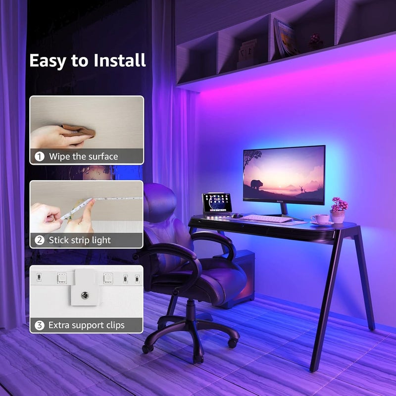 لايتنغ إيفر أضواء شريط LED من ليبرو بطول 10 أمتار مع جهاز تحكم عن بعد، قابلة للتعتيم، متغيرة الألوان RGB، أضواء LED لاصقة لغرفة النوم والمطبخ وديكور الغرفة (2 × 5 أمتار، 300 مصباح LED ساطع من نوع 5050) - Image 5