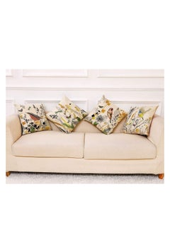 Y&D Decorative Throw Pillow Covers 18x18 inches Set of 4 Birds Butterfly and Plant Cushion 45cm x Boho Linen Square Cases for Living Room Sofa Couch Bed Pillowcases (Gold Black)  - Image 2