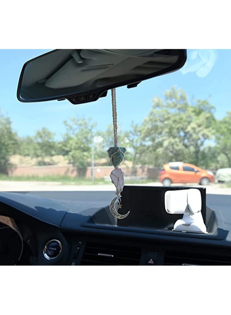 Hanging Car Charm - Rose Quartz Moon Pendant  Healing Crystal Accessories for Rearview Mirror - Self-Love, Clarity, Connection, Energy, Self-Worth - Image 2