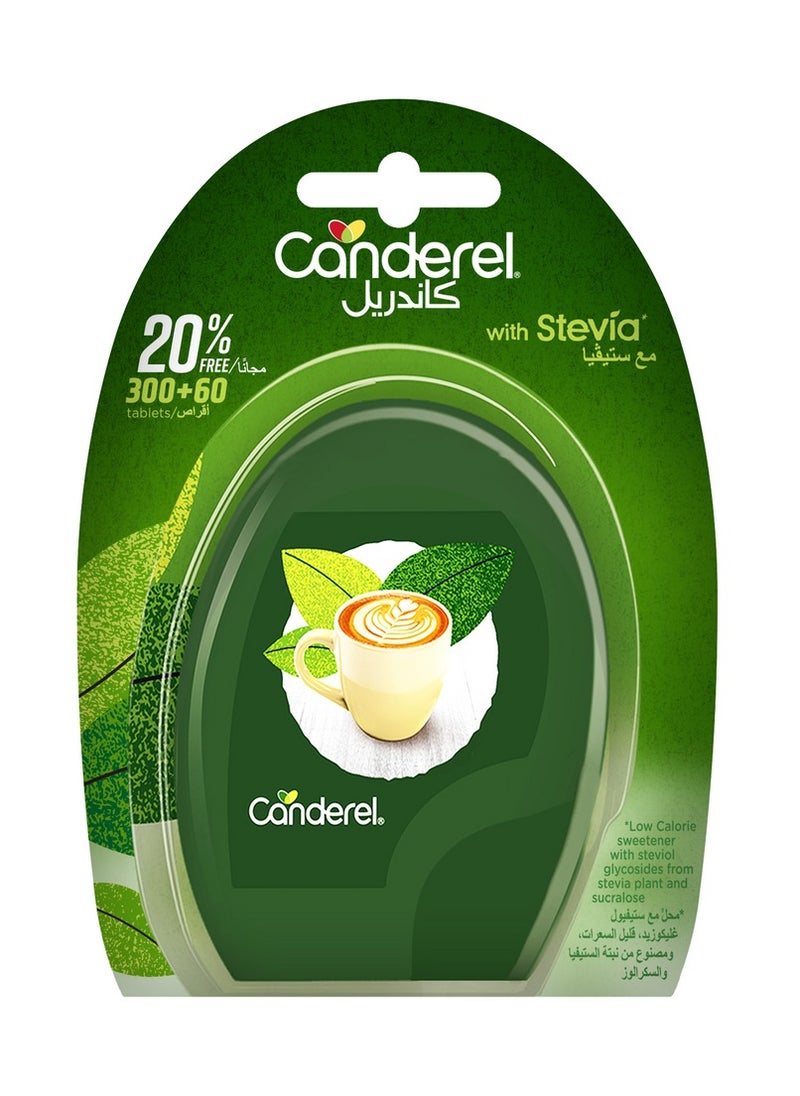 Canderel Stevia 300+60 Tabs Low Calorie Sweetener  - Image 1