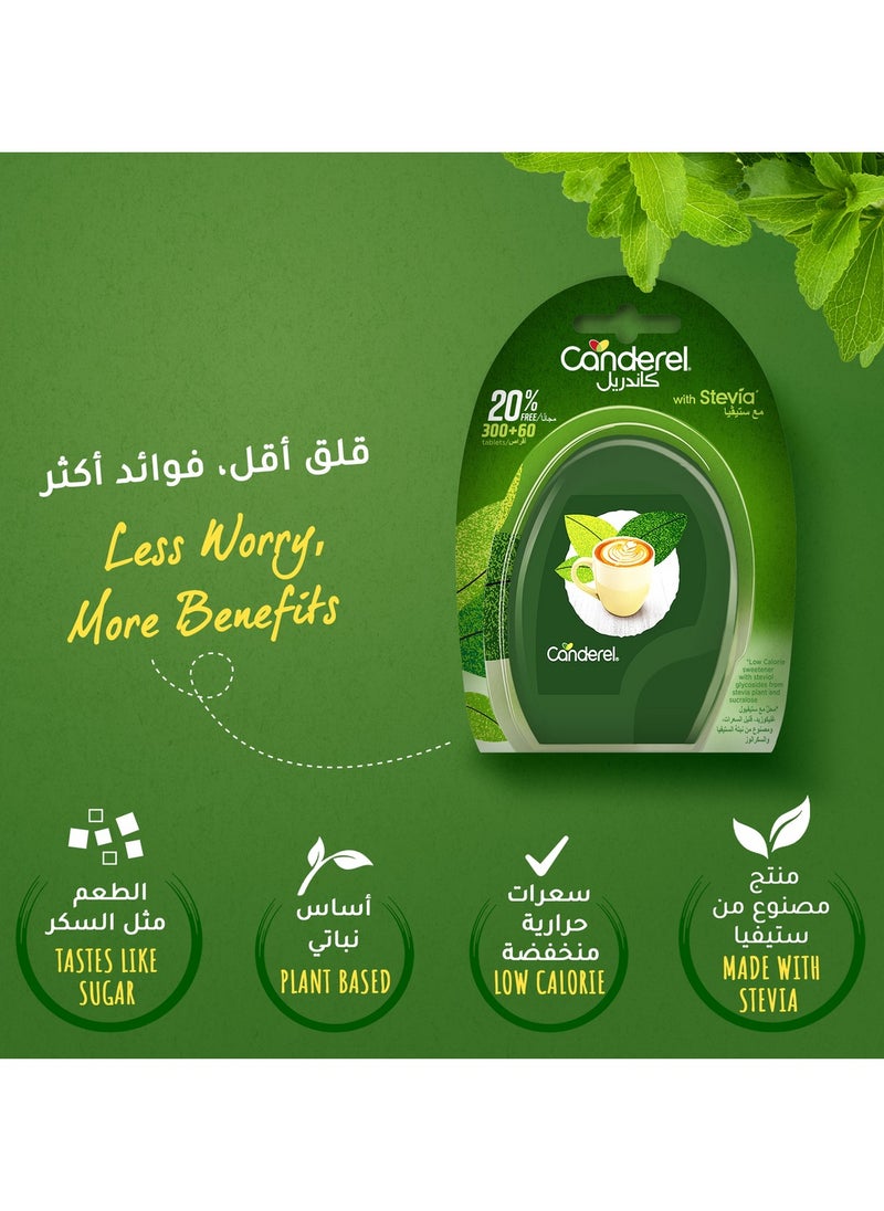 Canderel Stevia 300+60 Tabs Low Calorie Sweetener  - Image 2