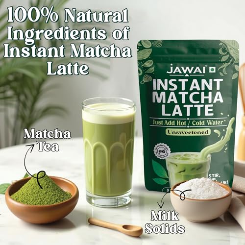JAWAI MATCHA LATTE INSTANT PREMIX | 100 Grams | Japanese Matcha Green Tea Powder | UNSWEETENED, No Added Sugar | Antioxidant Rich, Keto & Vegan Friendly | Just Add Hot or Cold Water | 5 Sachets x 20G - Image 5