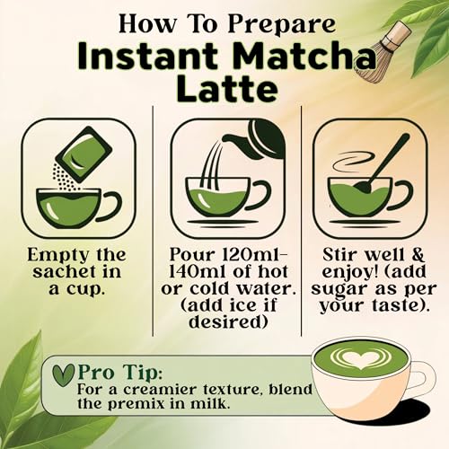 JAWAI MATCHA LATTE INSTANT PREMIX | 100 Grams | Japanese Matcha Green Tea Powder | UNSWEETENED, No Added Sugar | Antioxidant Rich, Keto & Vegan Friendly | Just Add Hot or Cold Water | 5 Sachets x 20G - Image 4