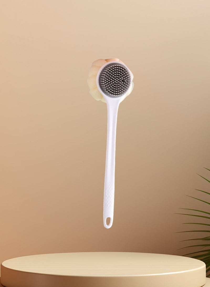 BEUTPATER Body Shower Brush, Bath Loofah, Nylon Soft Bristles, Silicone Shower Brush With Bristles Back Cleaning Washer (White) - Image 3
