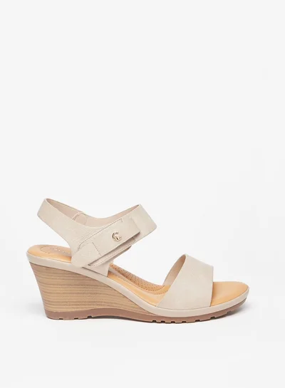 Le Confort Women's Strappy Wedge Heel Sandals with Hook and Loop Closure