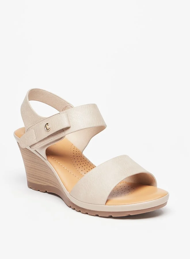 Le Confort Women's Strappy Wedge Heel Sandals with Hook and Loop Closure
