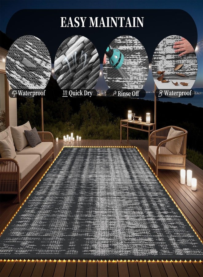 MontVoo Outdoor Rug Waterproof 6x9 ft with Strip Lights Outdoor Patio Rug Mat Reversible Plastic Straw Rug Outside Outdoor Rug for RV Camping Picnic Balcony Backyard - Image 4