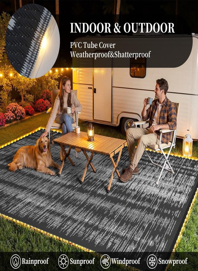 MontVoo Outdoor Rug Waterproof 6x9 ft with Strip Lights Outdoor Patio Rug Mat Reversible Plastic Straw Rug Outside Outdoor Rug for RV Camping Picnic Balcony Backyard - Image 3