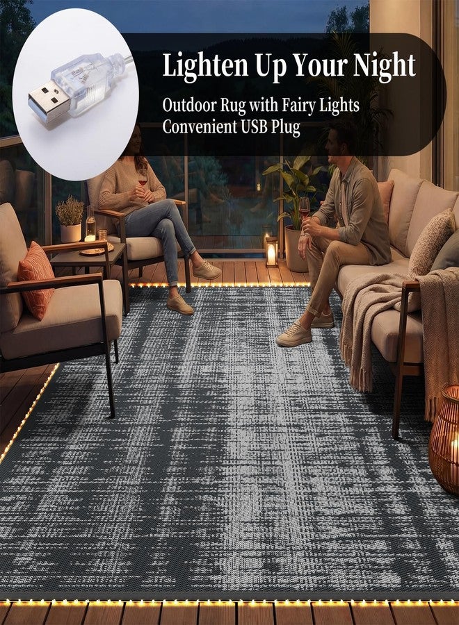MontVoo Outdoor Rug Waterproof 6x9 ft with Strip Lights Outdoor Patio Rug Mat Reversible Plastic Straw Rug Outside Outdoor Rug for RV Camping Picnic Balcony Backyard - Image 2