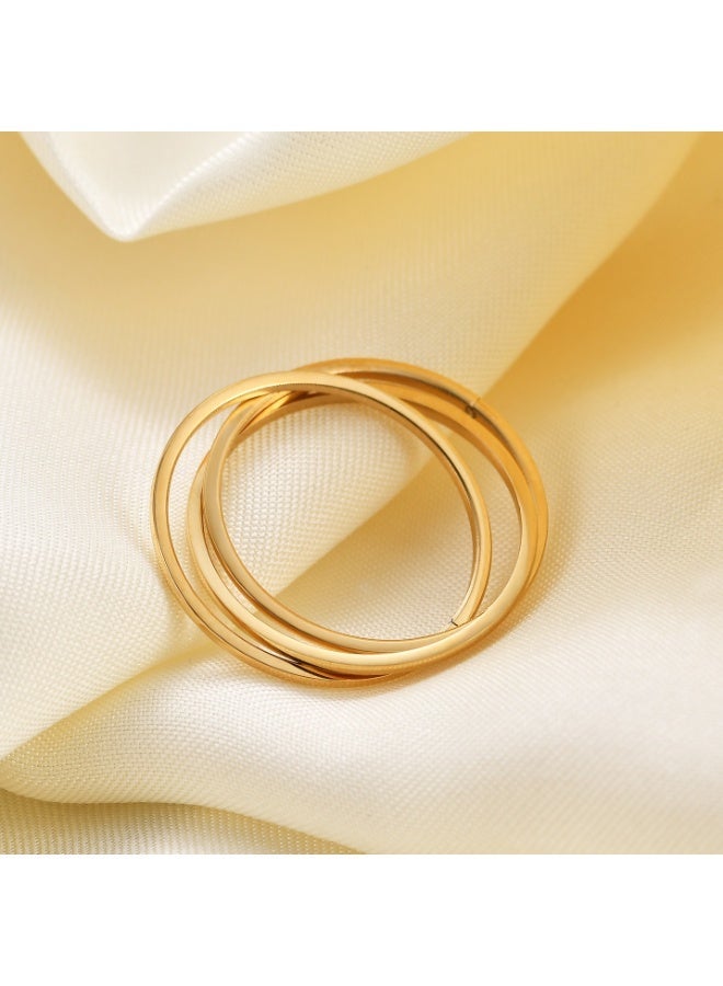 Stainless Steel 3-Ring Interlocking Band Ring for Men and Women, Minimalist Triple Stackable Couple Ring - Image 1