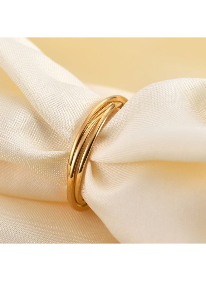 Stainless Steel 3-Ring Interlocking Band Ring for Men and Women, Minimalist Triple Stackable Couple Ring - Image 3