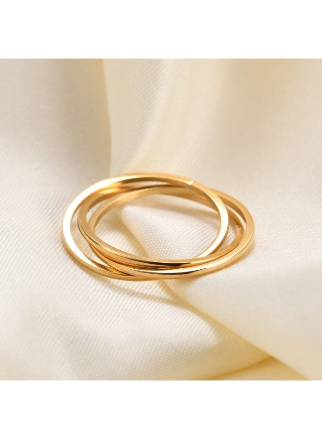 Stainless Steel 3-Ring Interlocking Band Ring for Men and Women, Minimalist Triple Stackable Couple Ring - Image 2