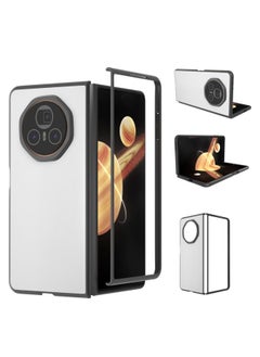 For Honor Magic V3 PU Leather Black Frame Full Coverage Phone Case(White)