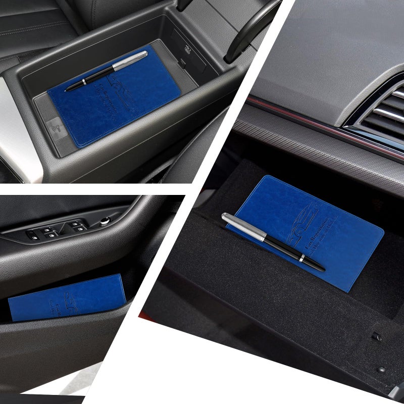 Peisicne Car Registration and Insurance Card Holder for Women Men, Dark Blue Glove Box Paperwork Organizer with Magnetic Buckle for Easy Access and Protect Documents and Various Cards in Vehicle - Image 5