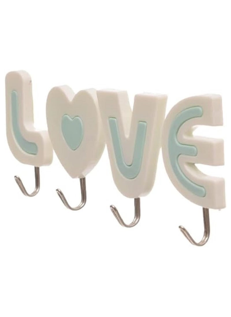 Generic - Stainless Steel Wall Hooks Set with Plastic Design - Self-Adhesive 4 Pieces - Random Color - Image 1