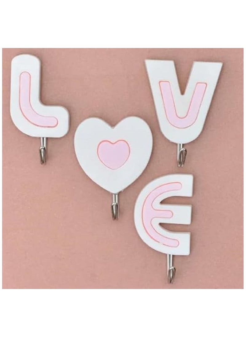Generic - Stainless Steel Wall Hooks Set with Plastic Design - Self-Adhesive 4 Pieces - Random Color - Image 1