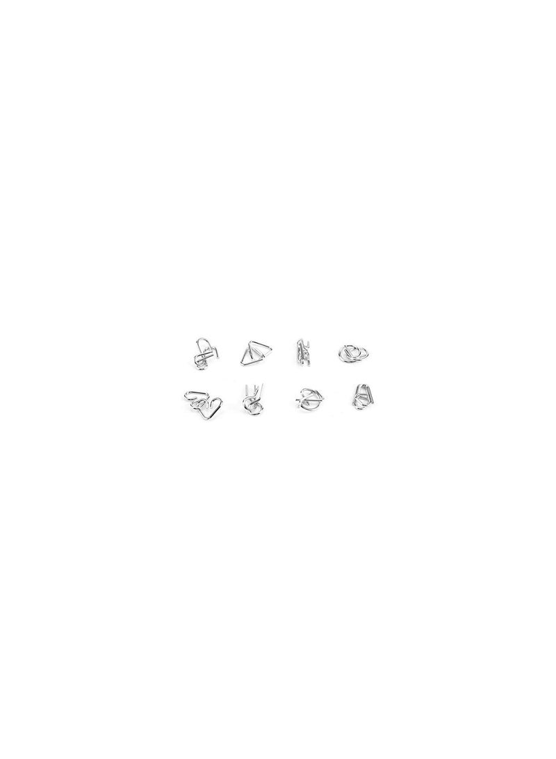 GGOOT 8pcs Metal Wire Puzzles Nine-chain Intelligence Buckle Brain Sets Unlock Teaser Toy Magic Trick Toy for Kids and Adults Children Intelligence sports (Type B) - Image 1