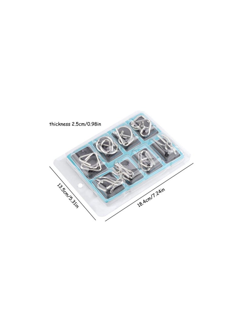 GGOOT 8pcs Metal Wire Puzzles Nine-chain Intelligence Buckle Brain Sets Unlock Teaser Toy Magic Trick Toy for Kids and Adults Children Intelligence sports (Type B) - Image 3