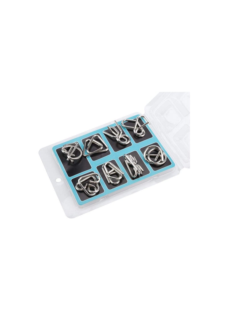 GGOOT 8pcs Metal Wire Puzzles Nine-chain Intelligence Buckle Brain Sets Unlock Teaser Toy Magic Trick Toy for Kids and Adults Children Intelligence sports (Type B) - Image 4