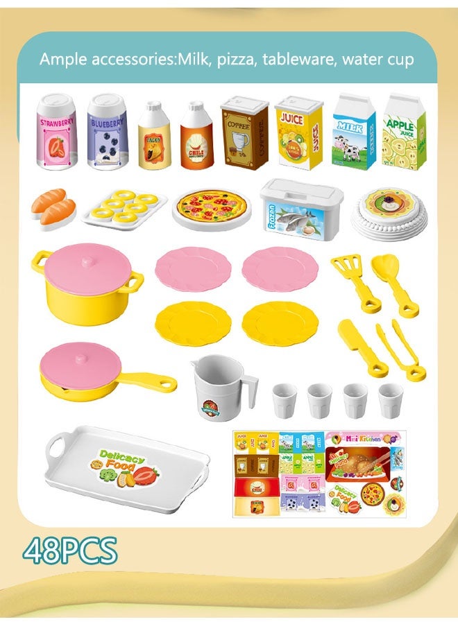 48 Pcs A Mini Kitchen Set For Real Cooking,Pretend Play Kitchen Toys,Puzzle Interaction Love Hands-On Training Baby Mini Girl Cooking Boy Girls Gifts For 3+ Year - Image 4