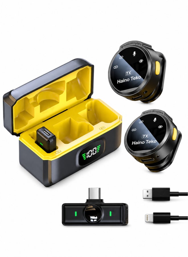 Haino Teko Magnetic Wireless Microphone Clip-On Lavalier Mic with High Fidelity 2.4GHz Technology Advanced ANC+ Noise Cancellation for Professional Audio Recording - Image 1