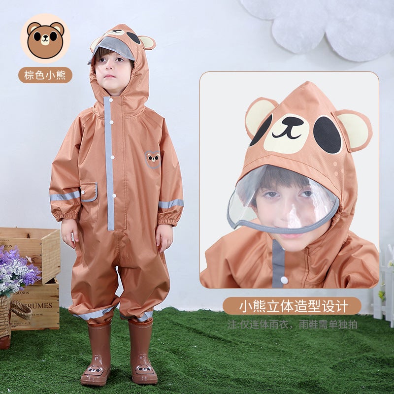Conjoined Children'S Raincoat Boys' And Girls' Three-Dimensional Thickened Baby'S Poncho Dinosaur Raincoat With Reflective Strip - Image 2