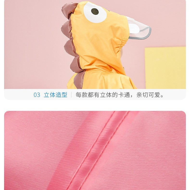 Conjoined Children'S Raincoat Boys' And Girls' Three-Dimensional Thickened Baby'S Poncho Dinosaur Raincoat With Reflective Strip - Image 5