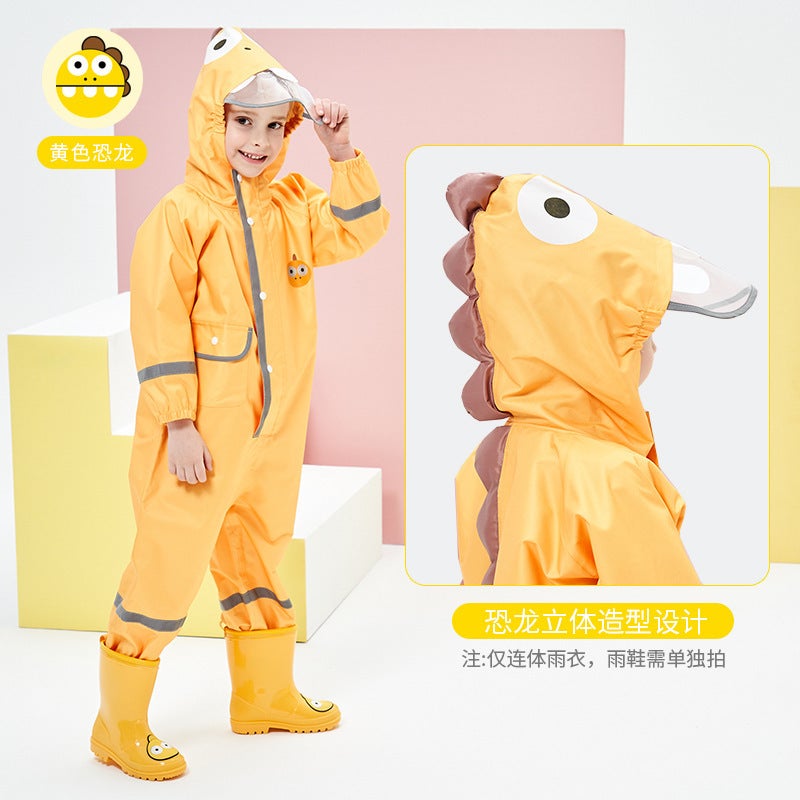 Conjoined Children'S Raincoat Boys' And Girls' Three-Dimensional Thickened Baby'S Poncho Dinosaur Raincoat With Reflective Strip - Image 4