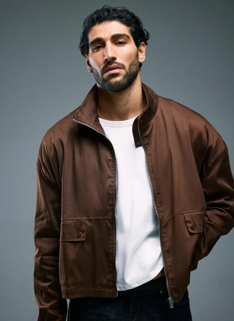 RÓLO Men's Cropped Track Jacket - Brown