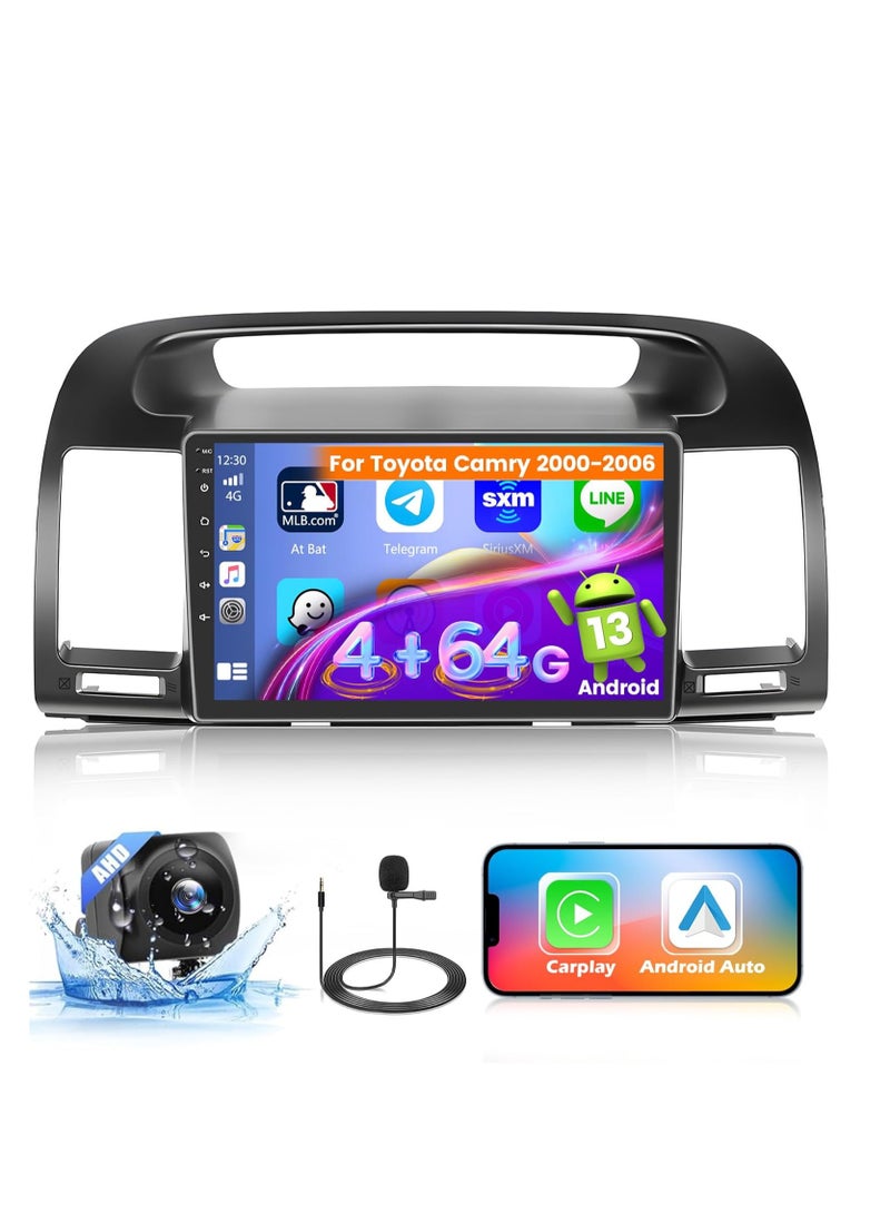 for Toyota Camry 2000-2006 Android 13 Car Stereo, 8 Core 4GB+64GB 9 Inch Touchscreen Wireless Apple Carplay Android Auto Car Radio Support GPS Navigation WiFi BT USB FM EQ - Image 1