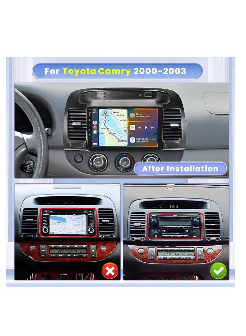 for Toyota Camry 2000-2006 Android 13 Car Stereo, 8 Core 4GB+64GB 9 Inch Touchscreen Wireless Apple Carplay Android Auto Car Radio Support GPS Navigation WiFi BT USB FM EQ - Image 2