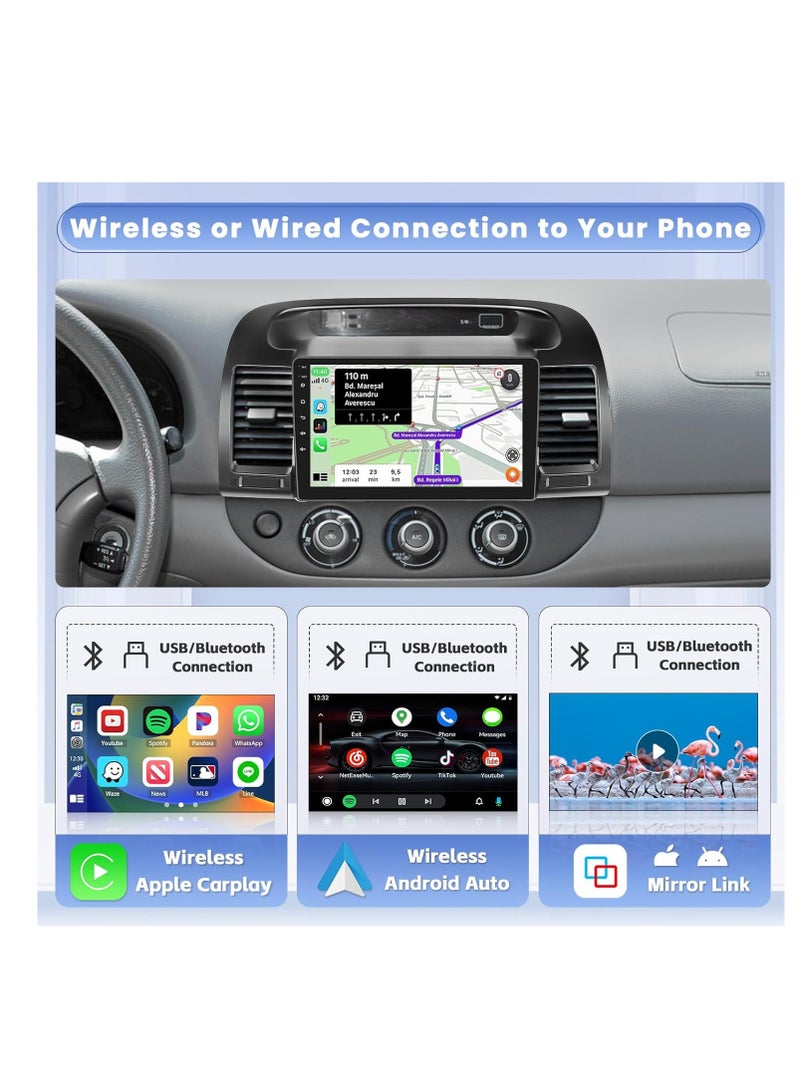 for Toyota Camry 2000-2006 Android 13 Car Stereo, 8 Core 4GB+64GB 9 Inch Touchscreen Wireless Apple Carplay Android Auto Car Radio Support GPS Navigation WiFi BT USB FM EQ - Image 4