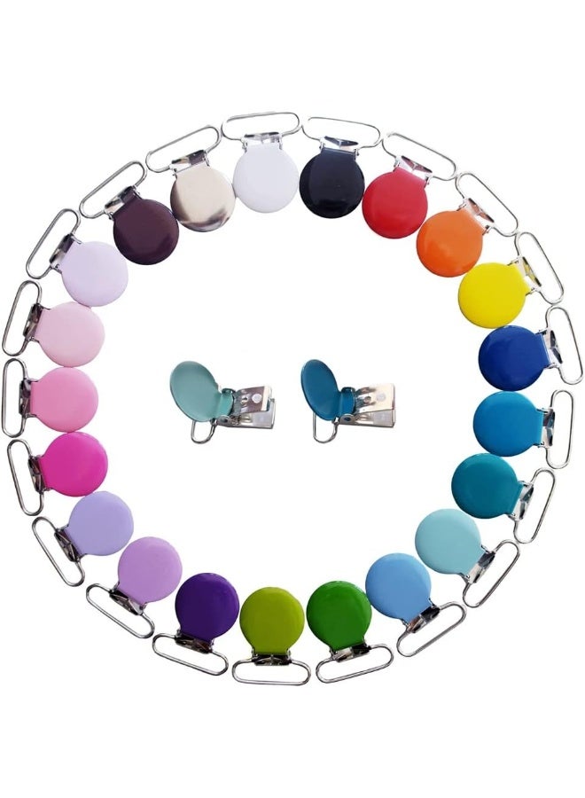 Sutoyuen Sutoyuen 21pcs 1" Suspender Clips Metal Round Pacifier Clips Dummy Holder for Making Pacifier Chain Bib Bed Sheet Holder DIY Jewelry Accessories - Image 2