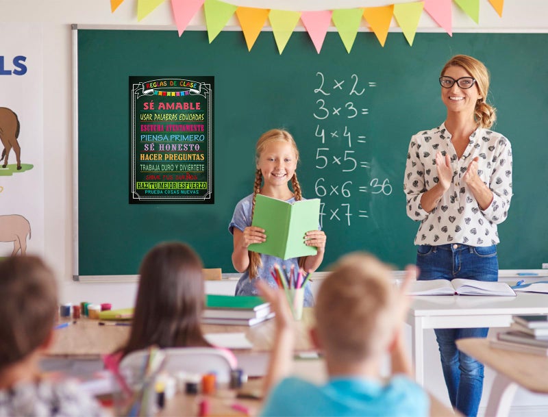 FaCraft Spanish Poster Chart for Classroom Decorations-Motivational Spanish Poster for Kindergarten Elementary High School EspaÃ±ol Classroom Rule Chart for Back to School Teacher Supplies - Image 3