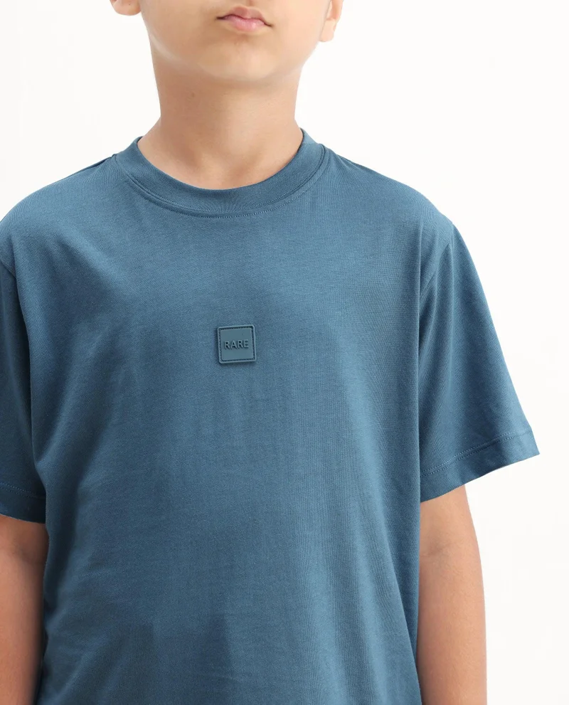 Rare Ones Rare Ones Kids Riho Dusky Blue Cotton Puff Print Regular Fit T-Shirt