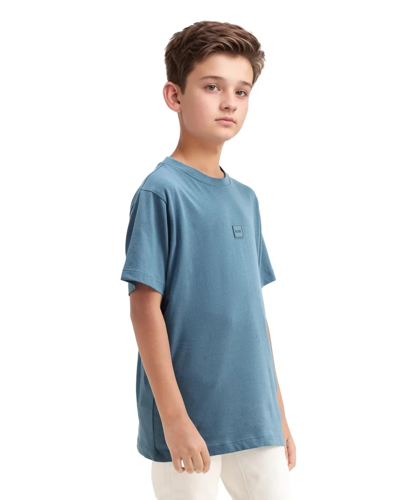 Rare Ones Rare Ones Kids Riho Dusky Blue Cotton Puff Print Regular Fit T-Shirt