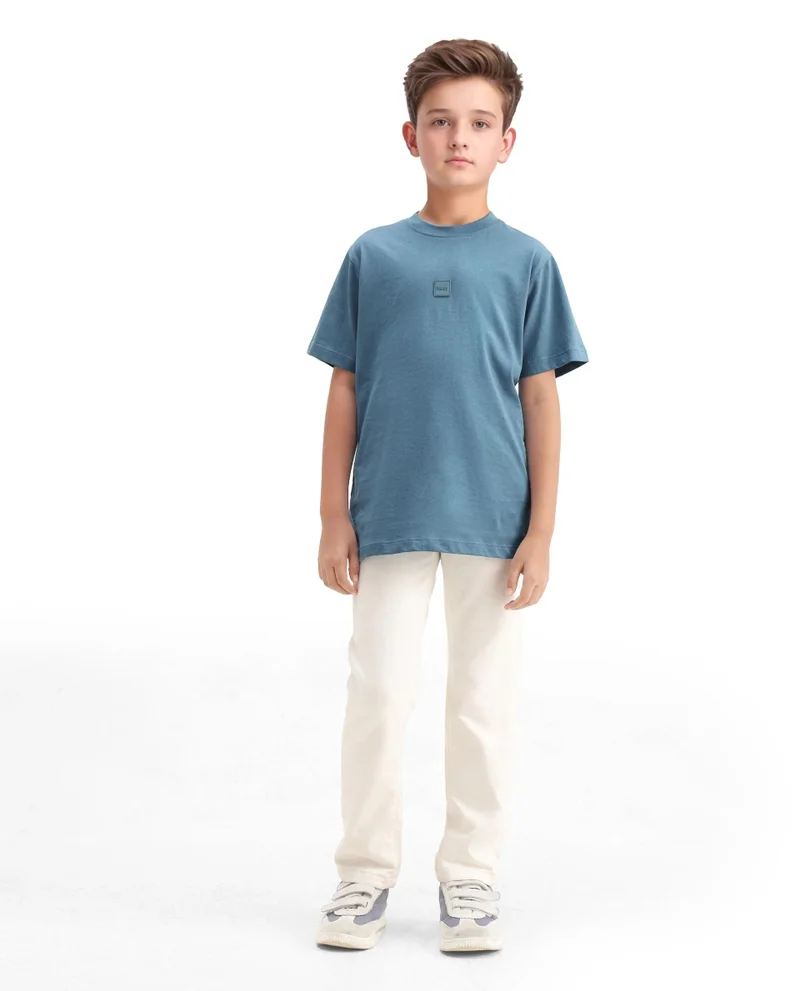 Rare Ones Rare Ones Kids Riho Dusky Blue Cotton Puff Print Regular Fit T-Shirt