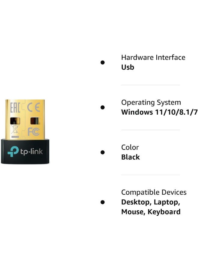 TP-LINK UB500 Bluetooth 5.4 Nano USB Adapter for PC, Bluetooth Wireless Connection Dongle Receiver Support Windows 11/10/8.1/7 for Desktop, Laptop, Mouse, Keyboard, Printers, Headsets, Speakers, PS4/5 And Xbox Controllers Black - Image 4