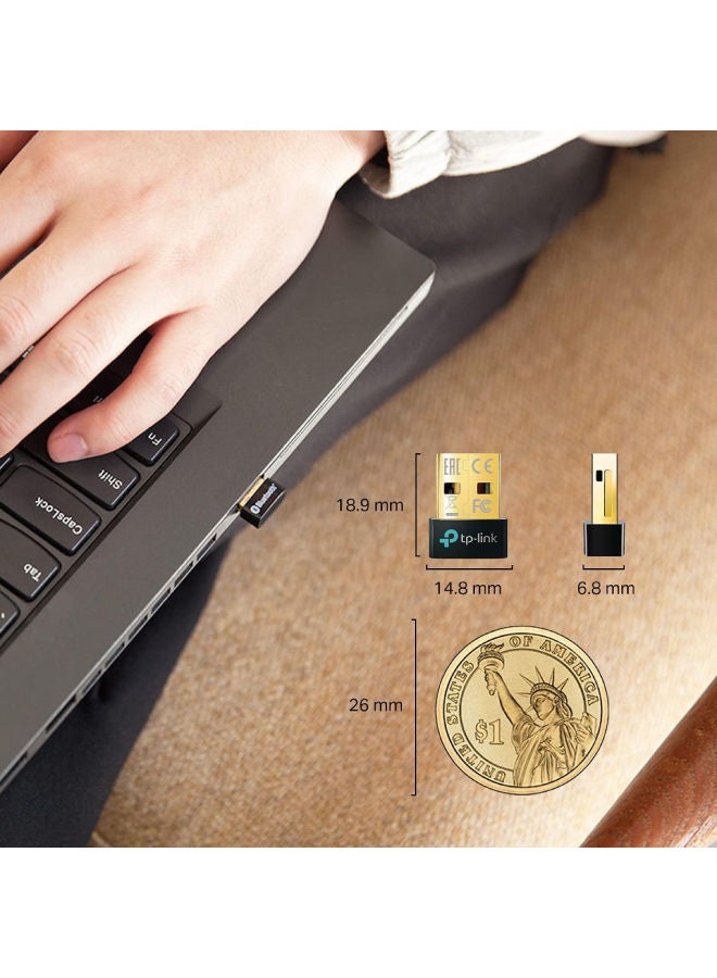 TP-LINK UB500 Bluetooth 5.4 Nano USB Adapter for PC, Bluetooth Wireless Connection Dongle Receiver Support Windows 11/10/8.1/7 for Desktop, Laptop, Mouse, Keyboard, Printers, Headsets, Speakers, PS4/5 And Xbox Controllers Black - Image 2