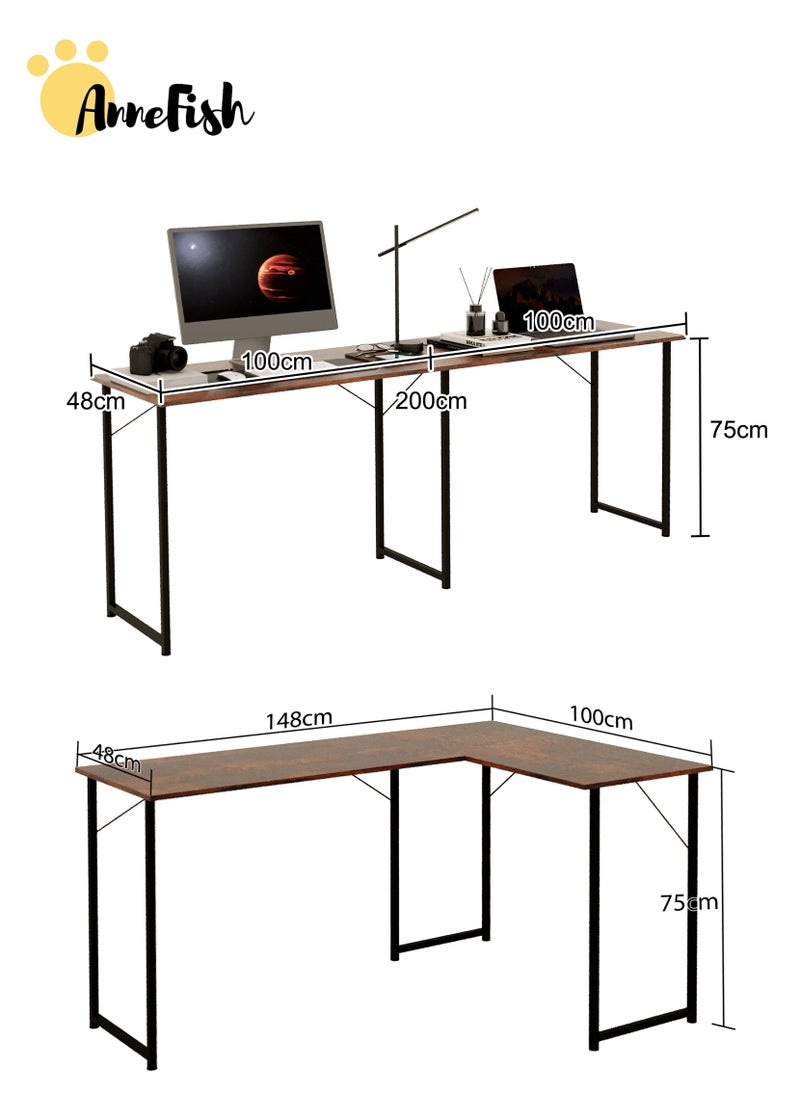 AnneFish - L Shaped Desk Multifunction Computer Long Desk Reversible Corner Desk for Home Office Large Craft Table L Shaped Gaming Workstation - Image 1